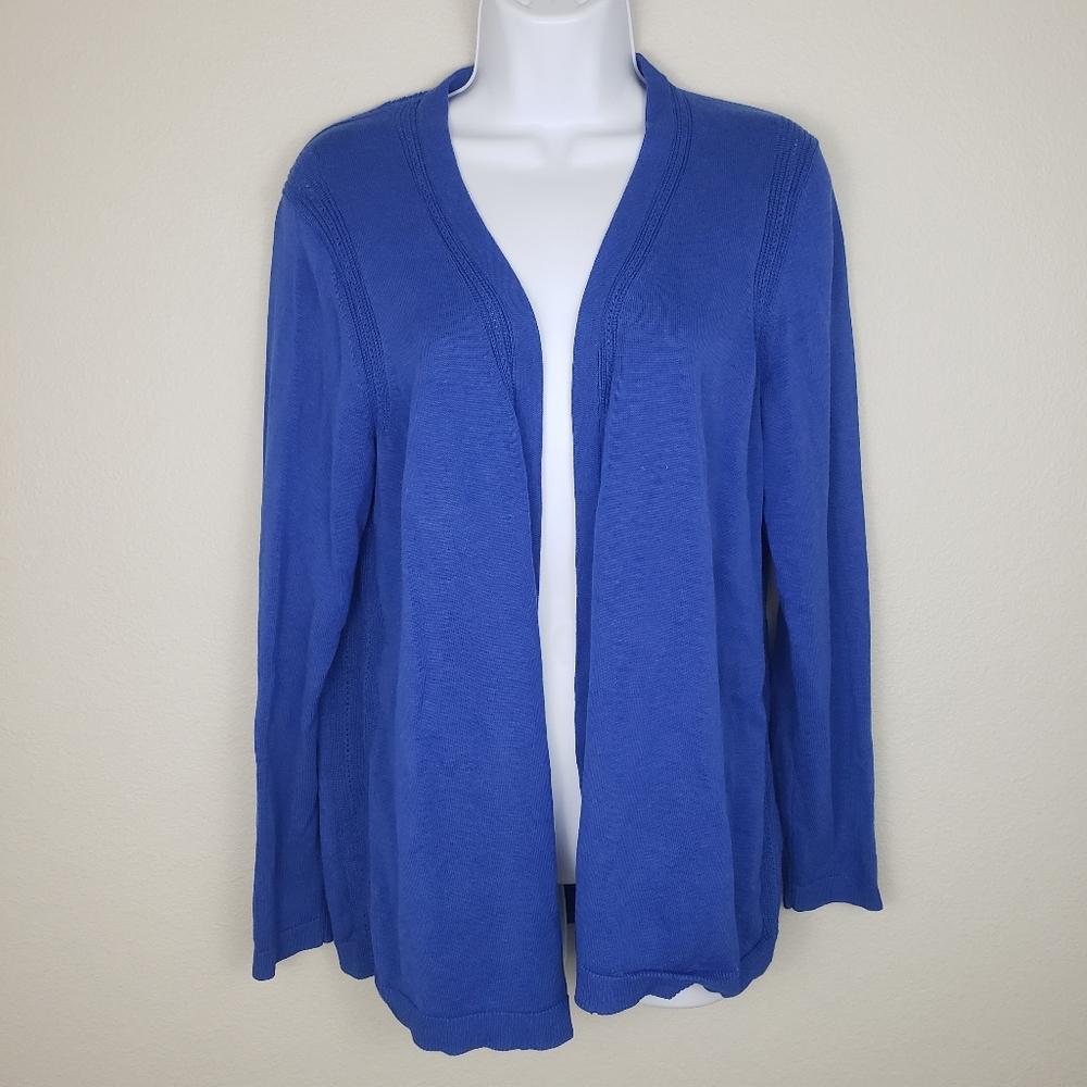 Talbots Royal Blue Open Front Cardigan Sweater Size Large
